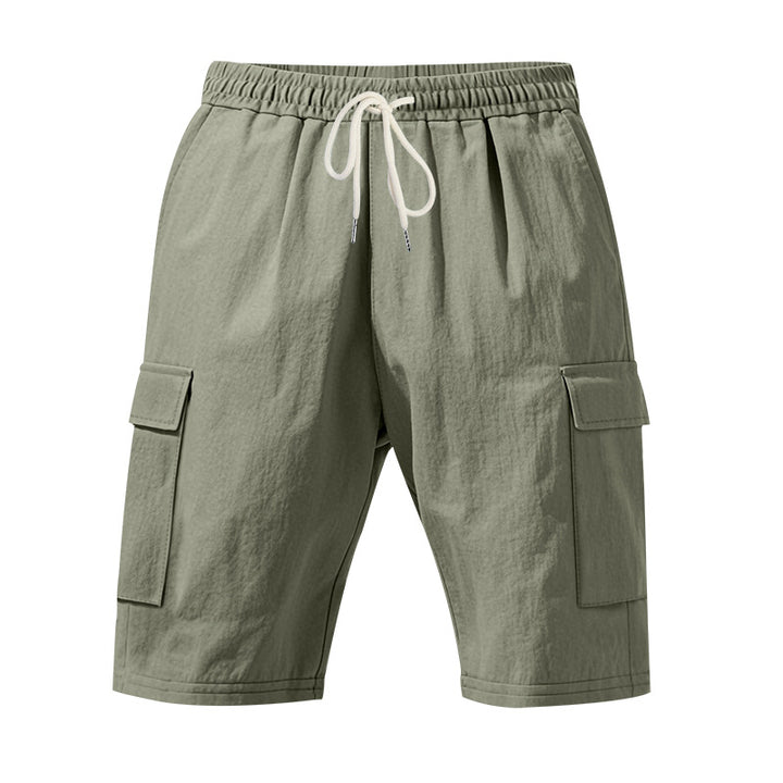Men's travel and outdoor bermuda shorts with elastic drawstring waistband, security inner pocket and front flap pockets StylebySassy
