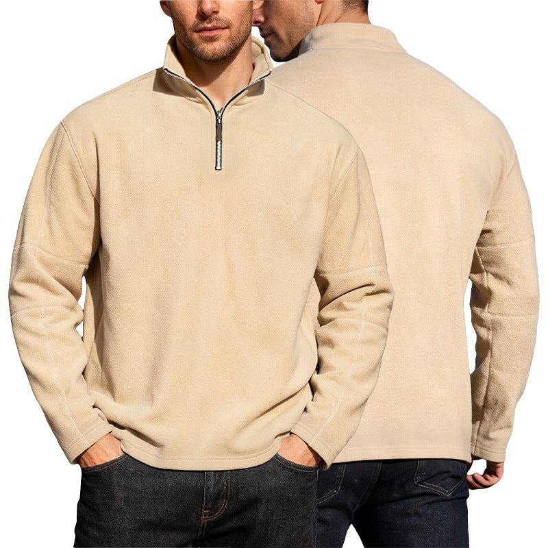 Men's lightweight microfleece performance pullover with short zipper raglan sleeves and shaping seams StylebySassy