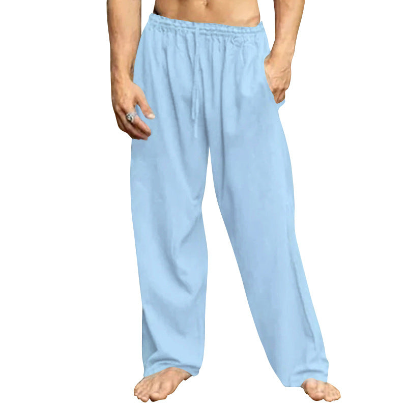Men's relaxed trousers with wide leg elastic drawstring waistband and side pockets StylebySassy