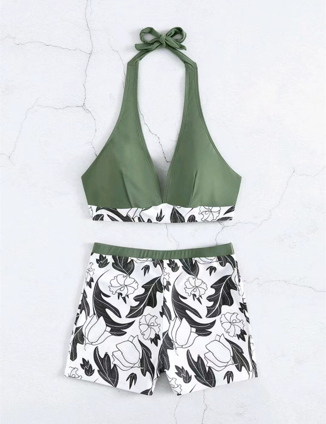 Ladies triangle bikini with floral shorts design StylebySassy