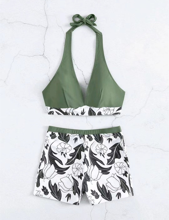 Ladies triangle bikini with floral shorts design StylebySassy