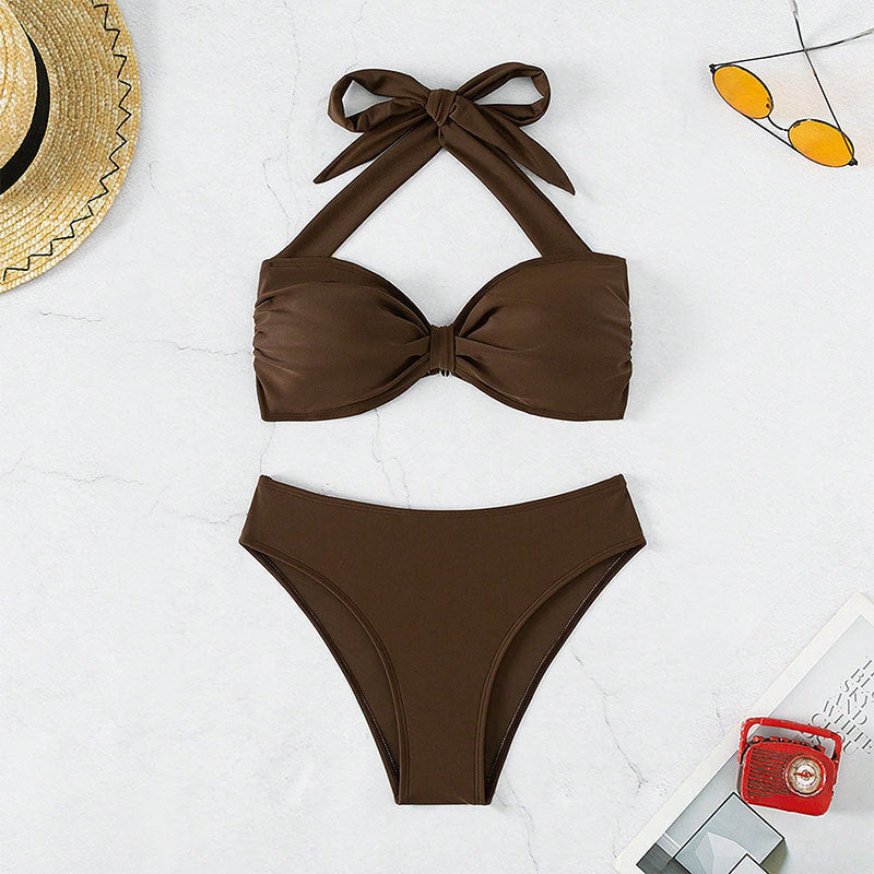 Women's Bandeau Bikini Set with Elegant Knot Design StylebySassy