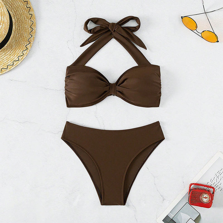 Women's Bandeau Bikini Set with Elegant Knot Design StylebySassy