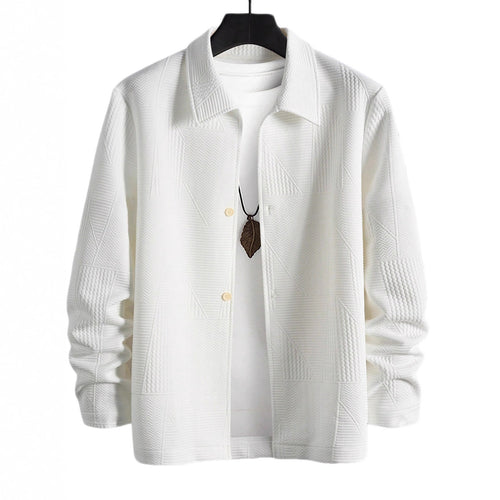 Men's structured shirt jacket in patchwork relief with shirt collar StylebySassy