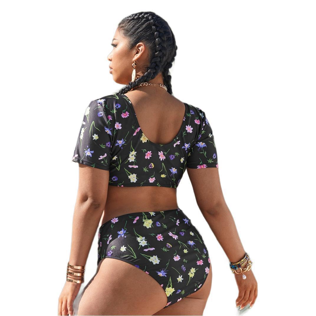 Women's bikini set with romantic ruffle details and floral pattern StylebySassy