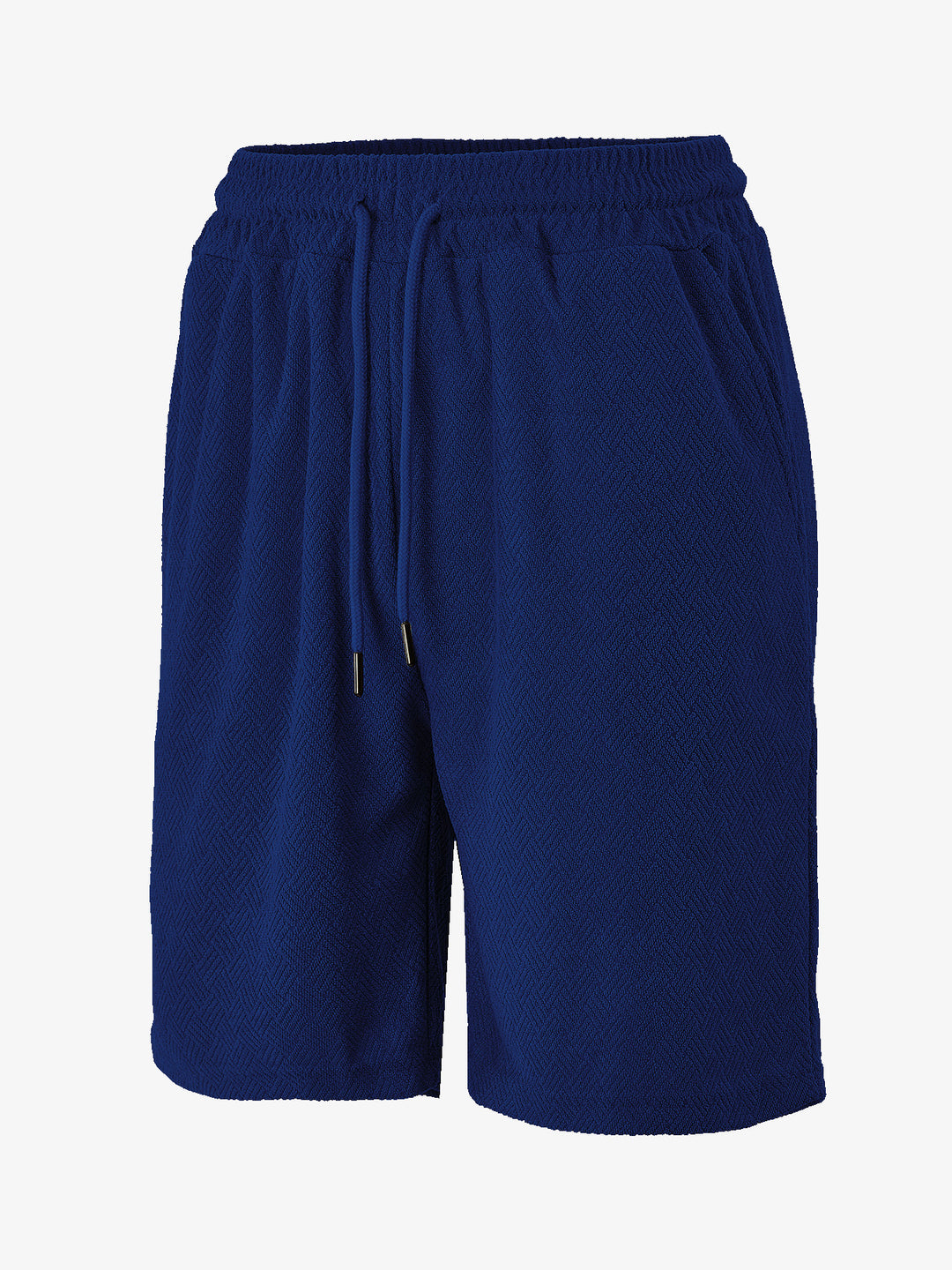 Men's terry shorts with herringbone texture, elastic drawstring waistband, and side pockets StylebySassy