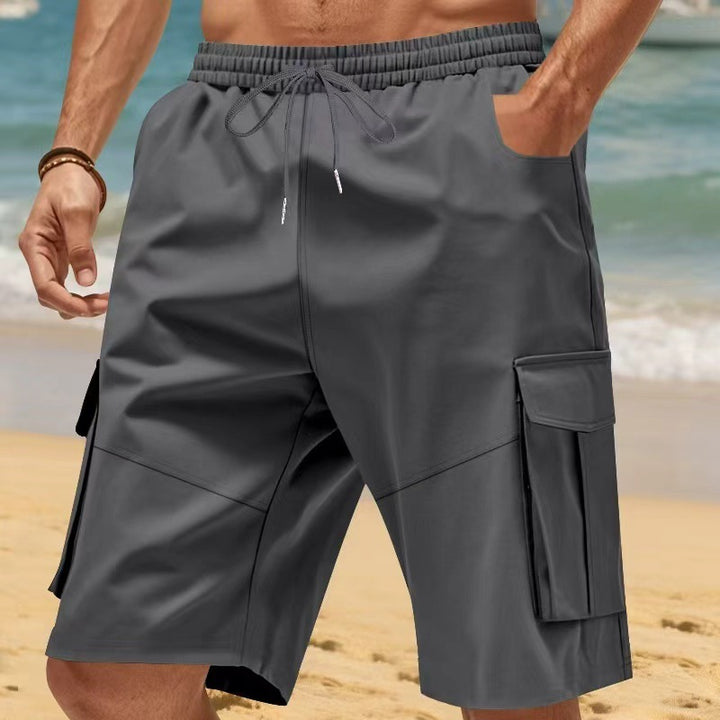 Men's Nano Technical Travel Leisure Bermuda with Elastic Waistband, Drawstring and Functional Flap Pockets StylebySassy