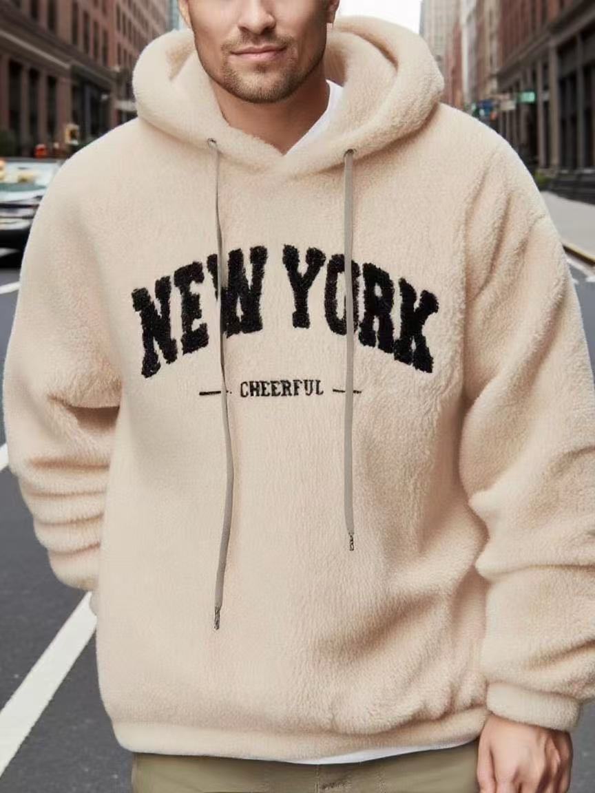 Men's cozy fleece hoodie with relief logo, drawstring and kangaroo pocket StylebySassy