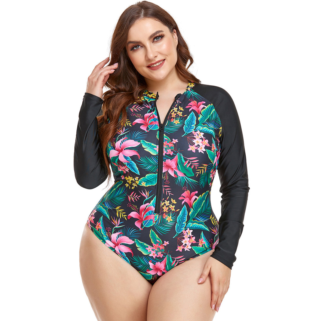 Women's Rashguard Swimsuit with Floral Pattern StylebySassy