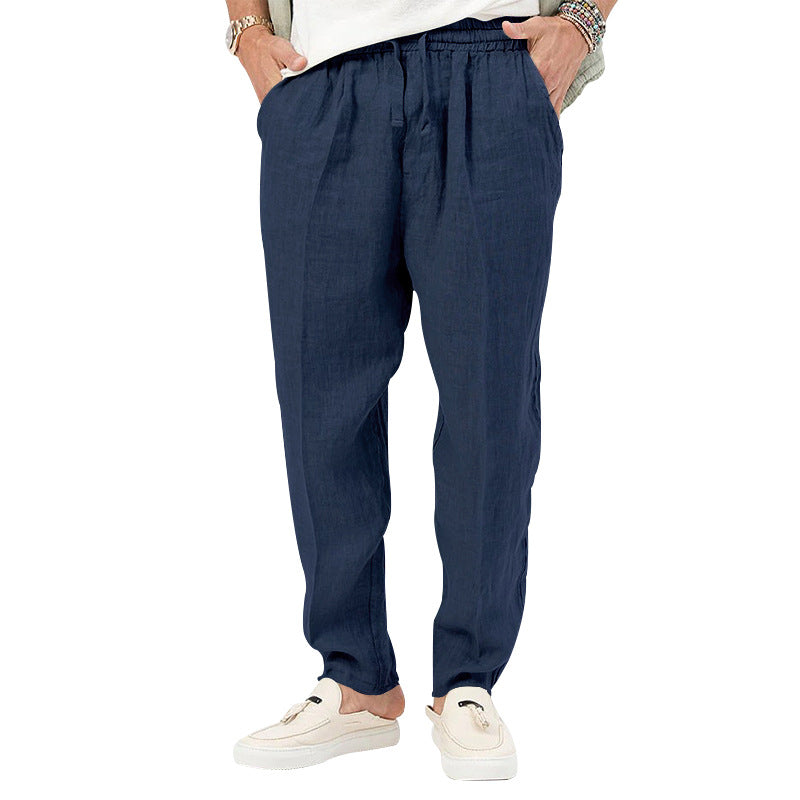 Men's linen jog pants with elastic tunnel drawstring waistband and tapered leg StylebySassy