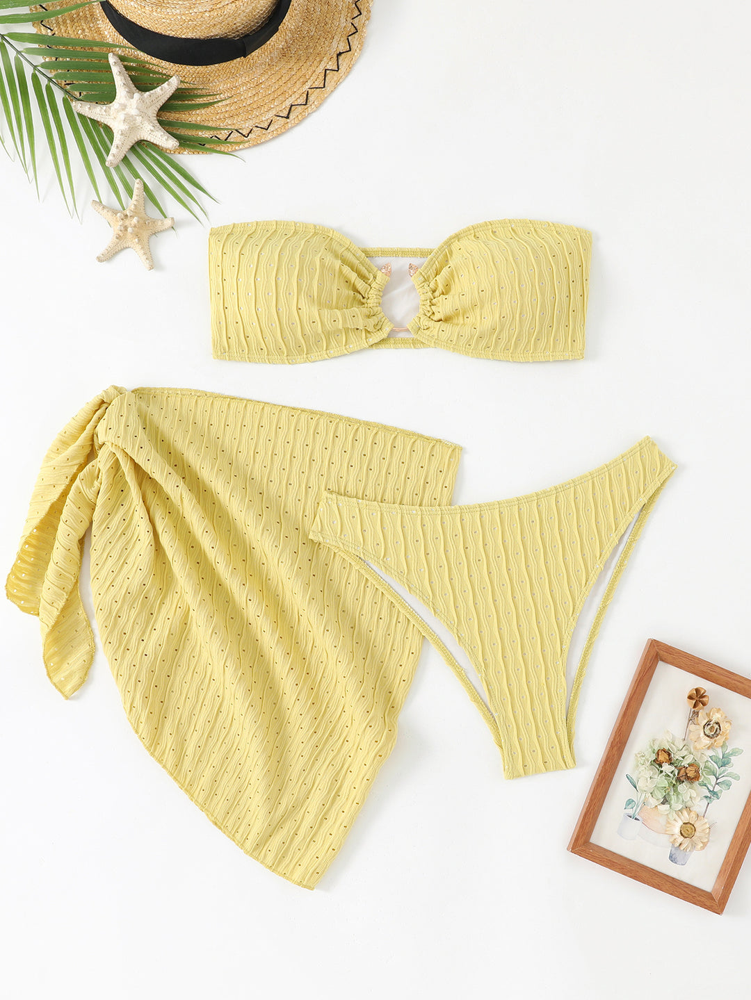 Women's bandeau bikini set with customizable wrap skirt StylebySassy