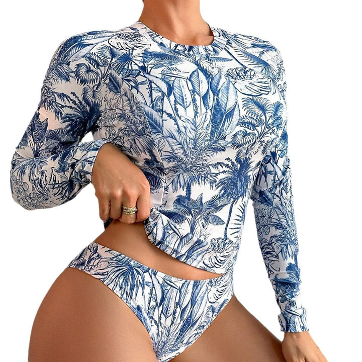 Ladies Sporty Long Sleeve Bikini Set with Floral Design StylebySassy