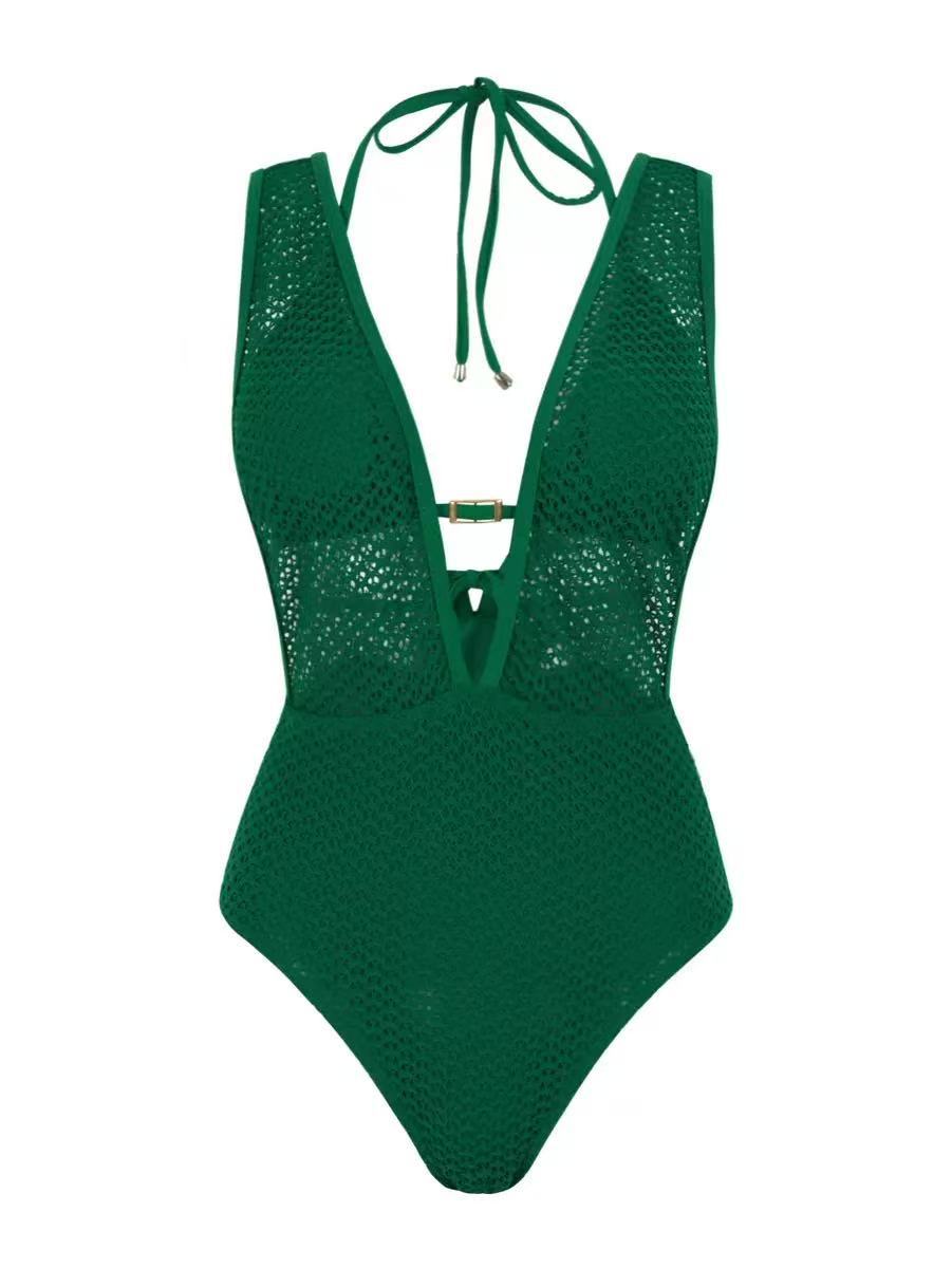 Women’s Mesh Swimsuit with Deep V-Neck StylebySassy