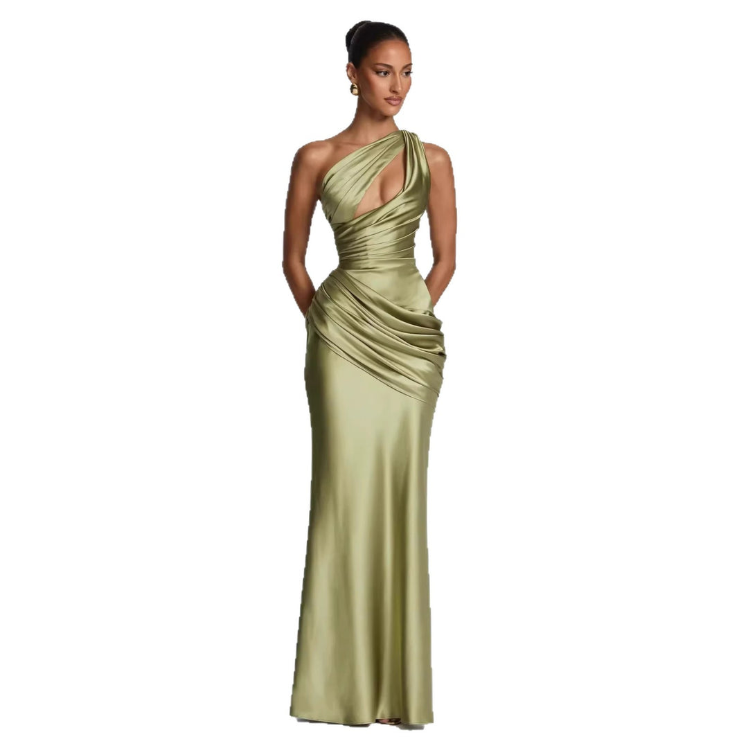 Women Elegant Maxi Dress with Asymmetrical Cut and Refined Draping StylebySassy
