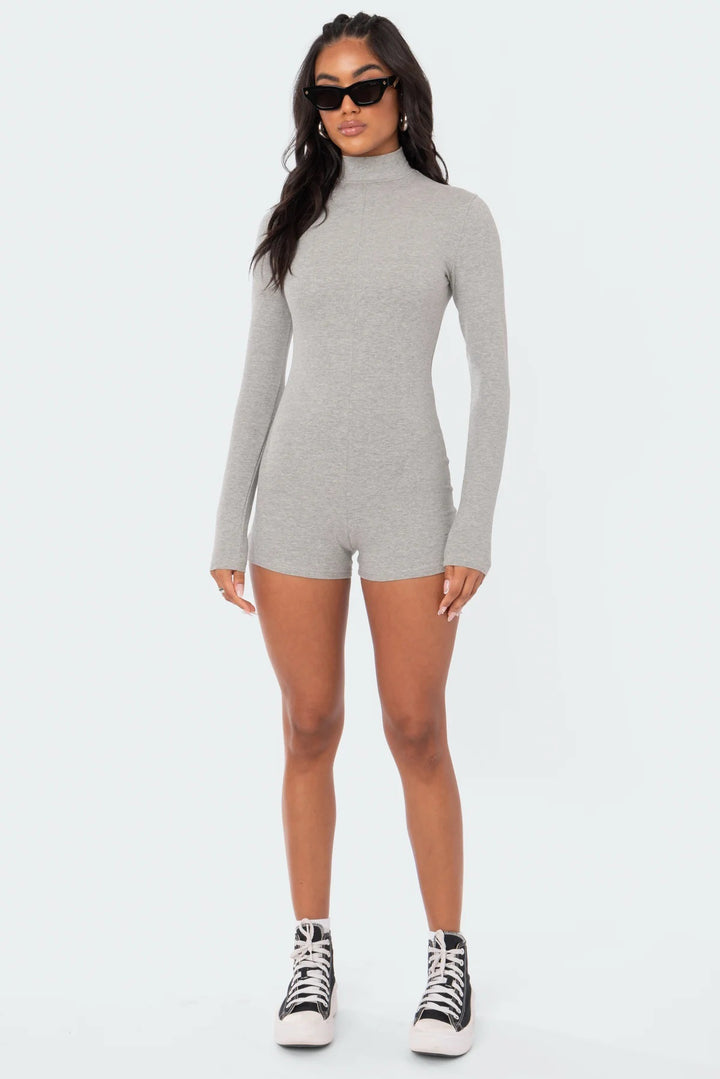 Women's long sleeve bodysuit with high closed neckline StylebySassy