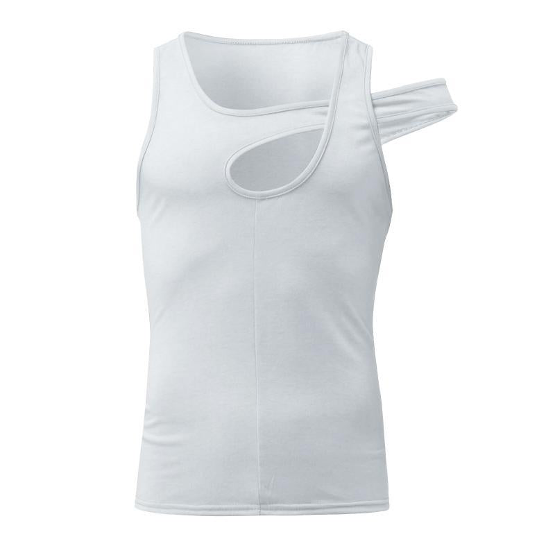 Men's nan asymmetrical sleeveless tank top with cut-out insert made of cotton-elastane StylebySassy