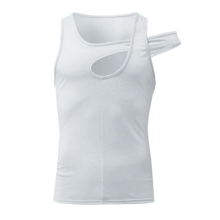 Men's nan asymmetrical sleeveless tank top with cut-out insert made of cotton-elastane StylebySassy