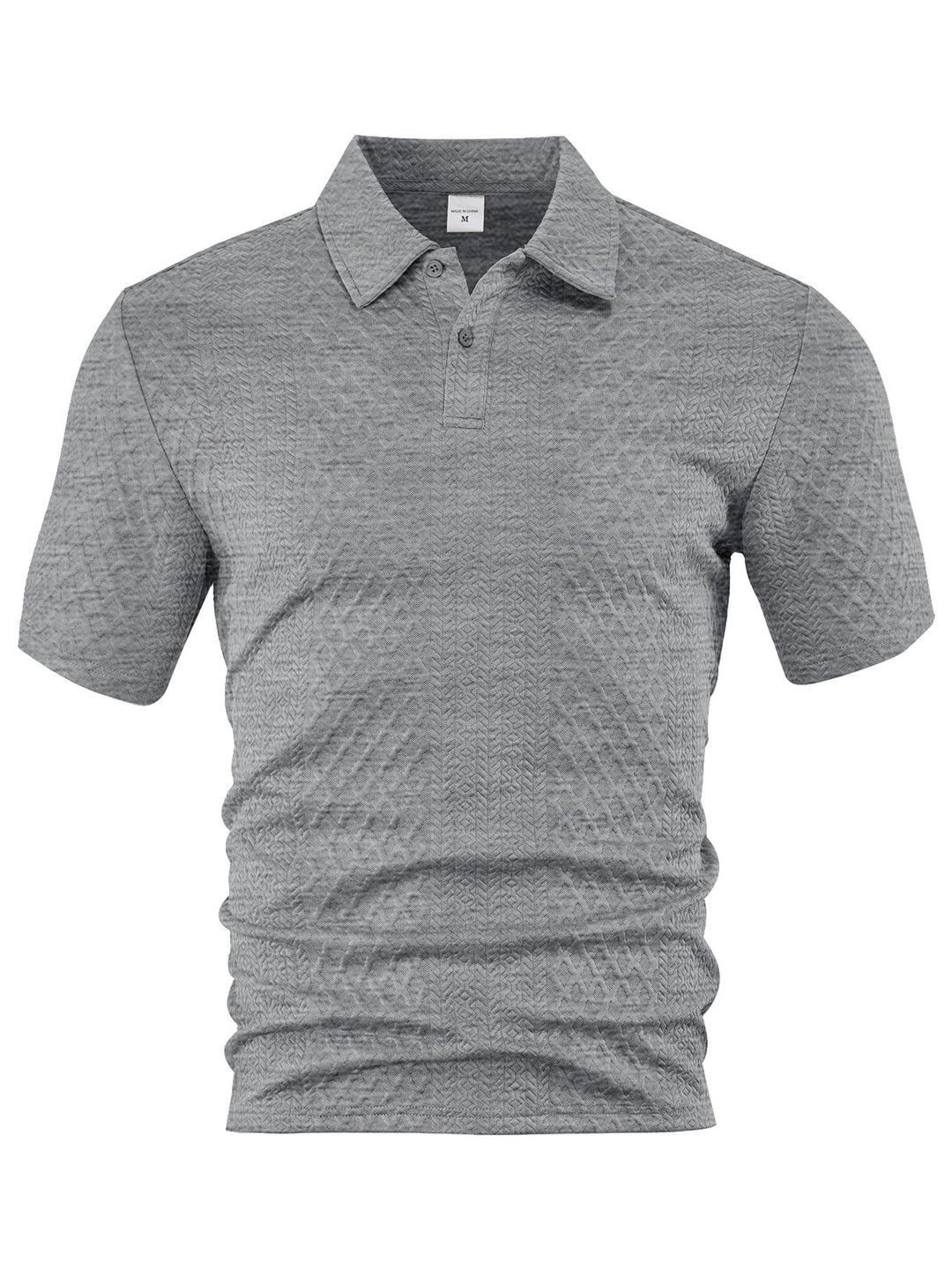 Men's textured jacquard polo shirt short sleeves slim fit with polo collar StylebySassy