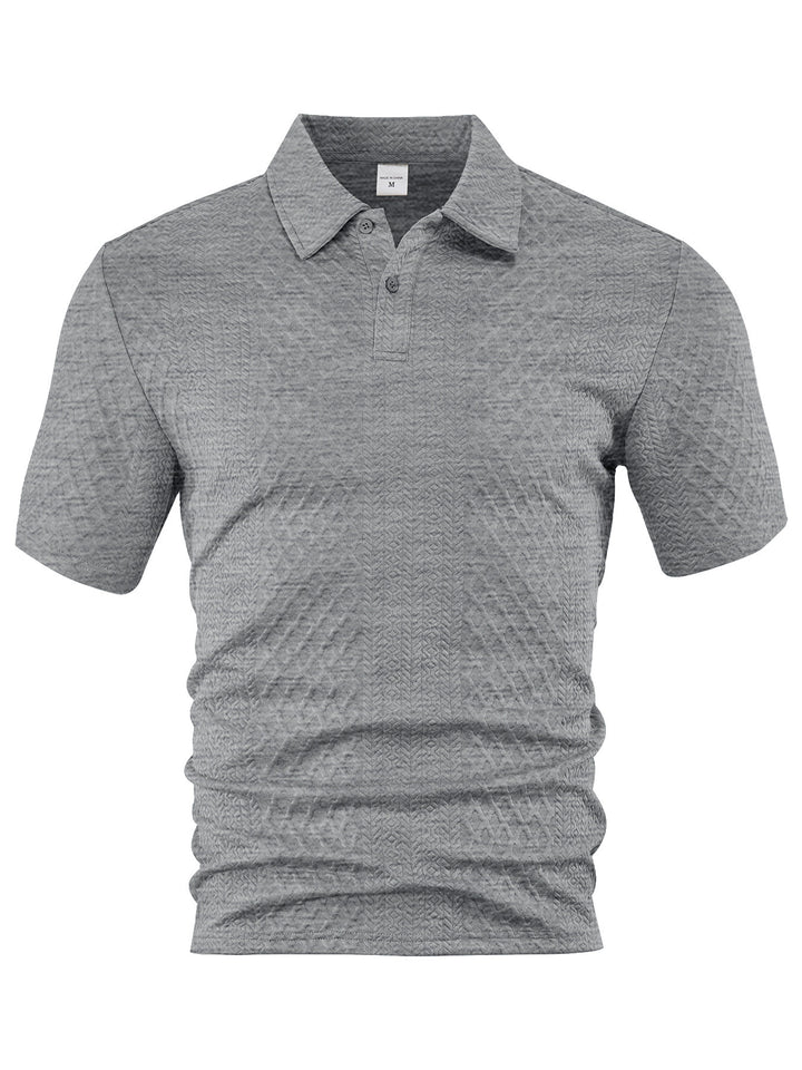Men's textured jacquard polo shirt short sleeves slim fit with polo collar StylebySassy
