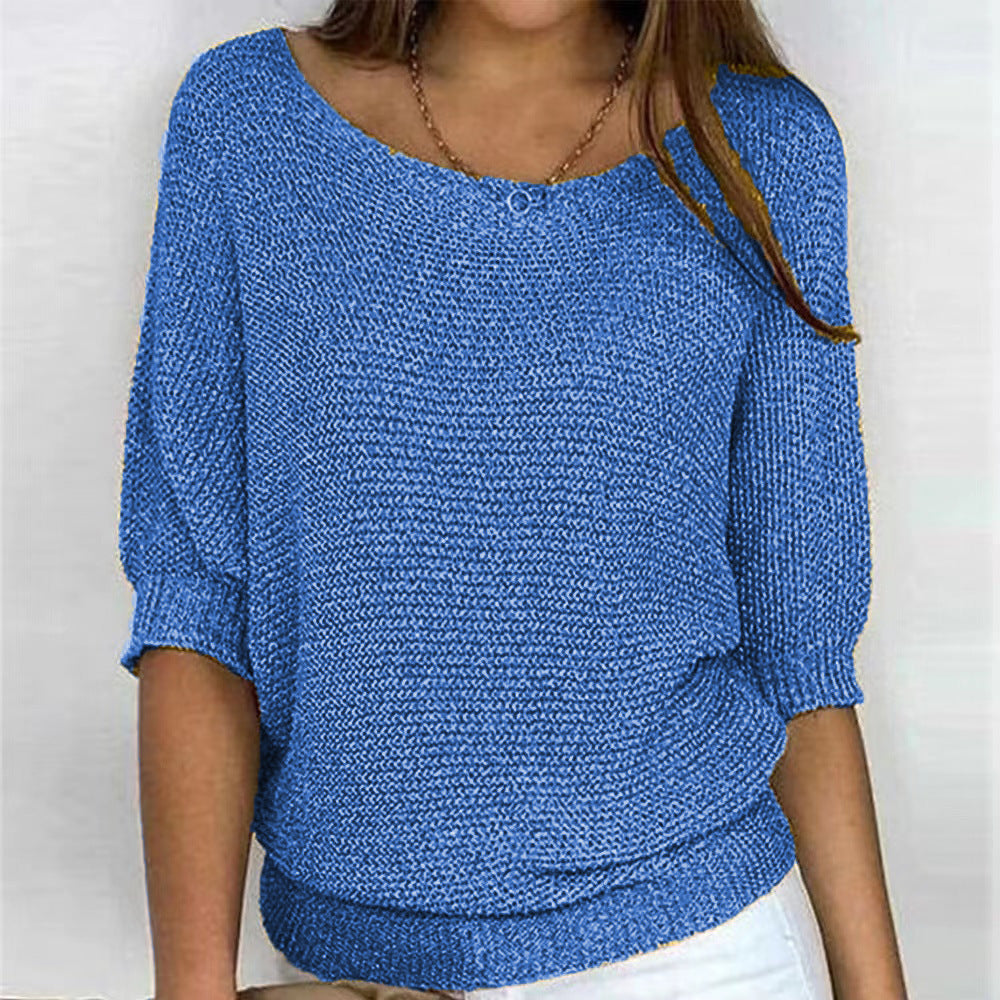 Women's Batwing Sleeve Sweater with Textured Pattern