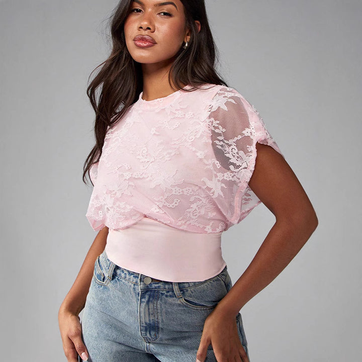 Women Elegant structured top with lace details StylebySassy