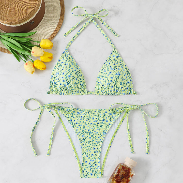Women's Triangle Bikini with adjustable ties and floral details StylebySassy