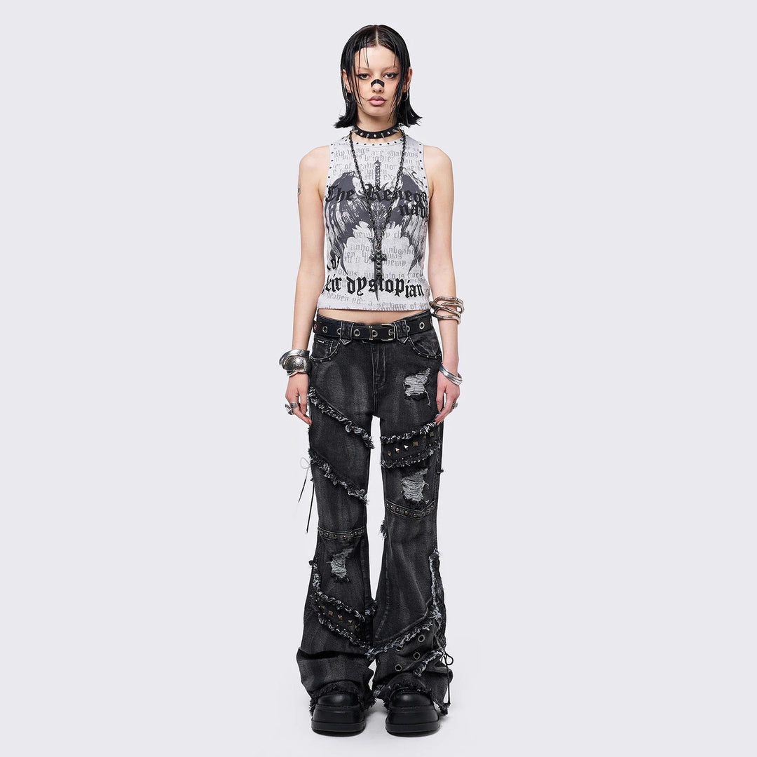 Women’s Crop Top with Urban Dystopia Print StylebySassy