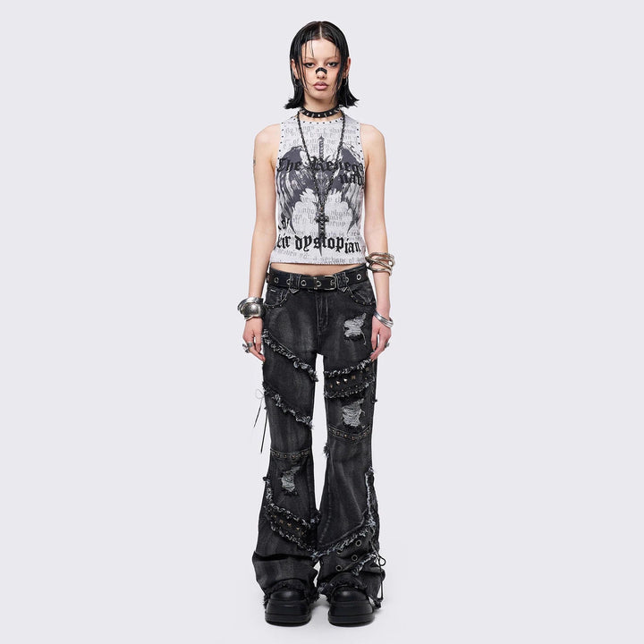 Women’s Crop Top with Urban Dystopia Print StylebySassy