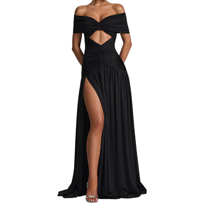 Women Elegant Off-Shoulder Maxi Dress with Practical Cut-Out StylebySassy