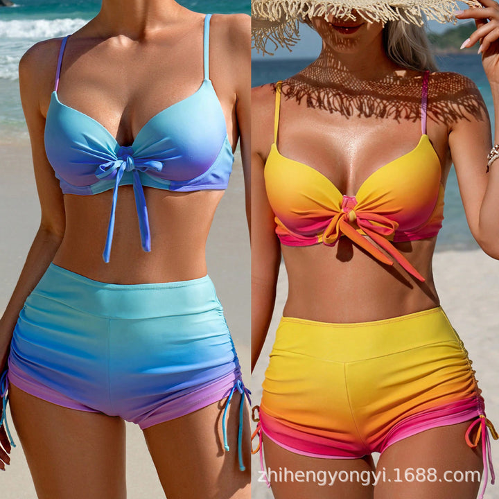 Women's bikini set with high-quality gathering and tie belt StylebySassy