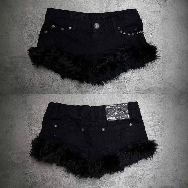 Women Short Jeans with Fluffy Hem StylebySassy