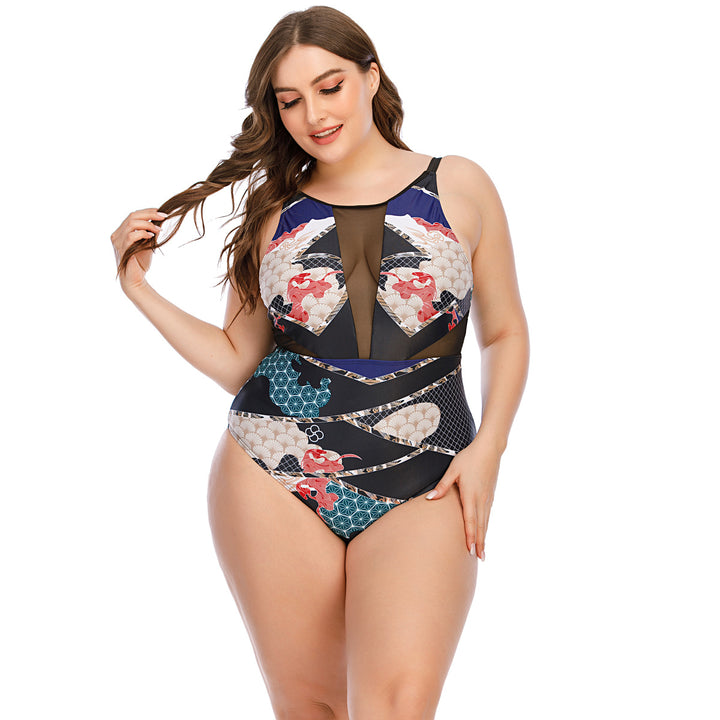 Women's sporty one-piece with fashionable cut and transparent inserts StylebySassy