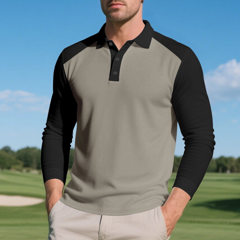 Men's long-sleeved raglan polo made of functional jersey with sporty button placket StylebySassy