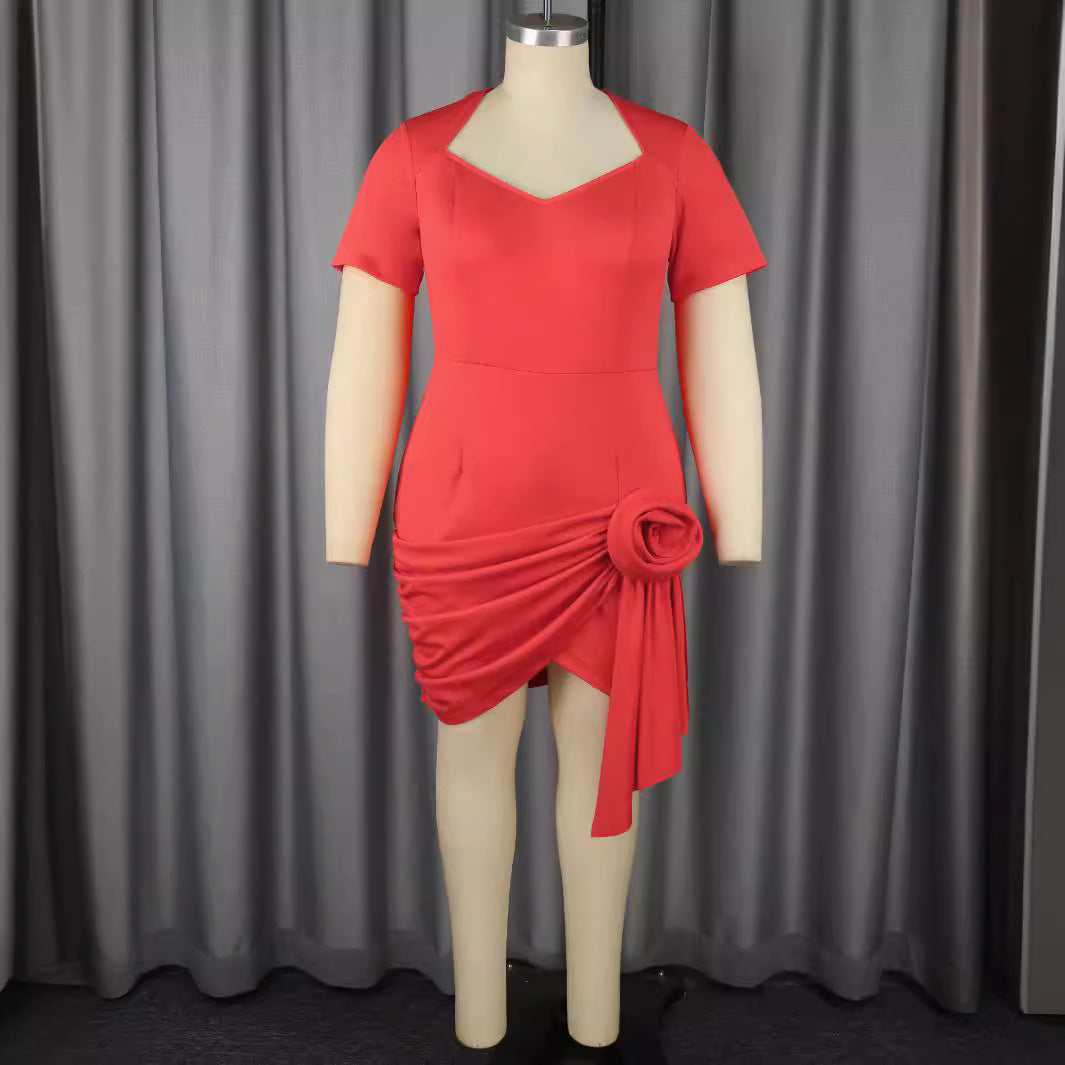 Women's fitted dress with asymmetrical draping detail StylebySassy