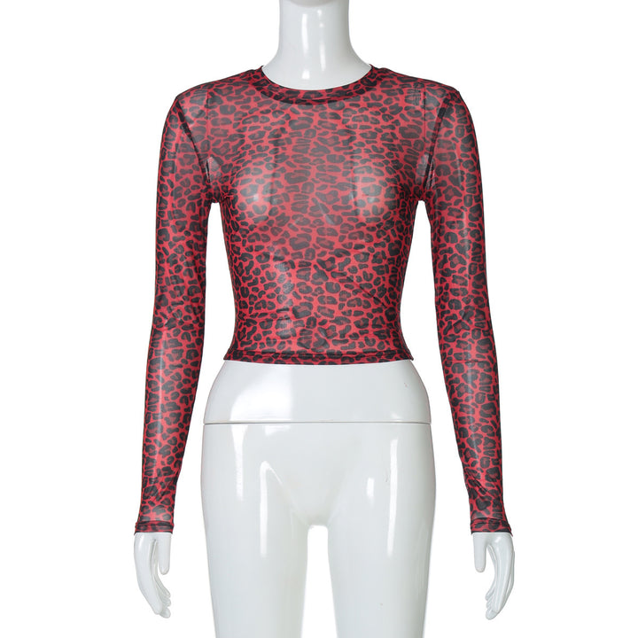 Women’s Stylish, figure-hugging Long Sleeve Crop Top with Leopard Print StylebySassy