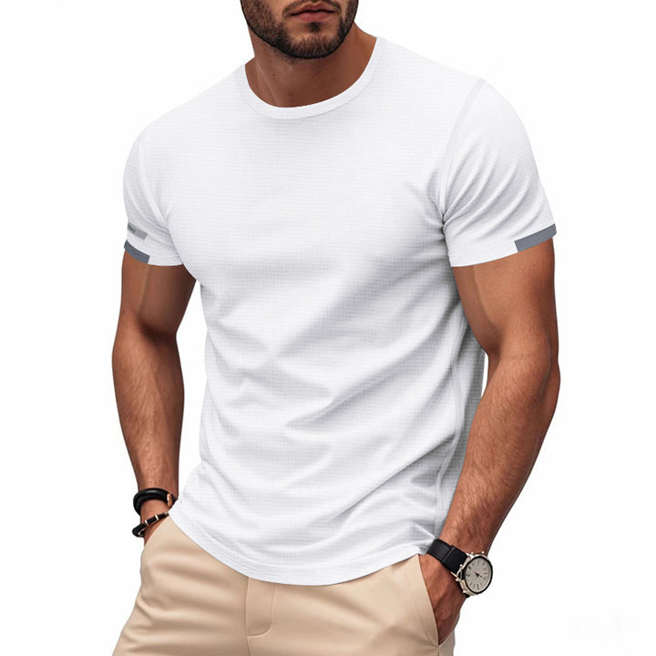 Men's nan athletic functional T-shirt with round neck, body-hugging stretch cut and contrasting sleeve hem StylebySassy