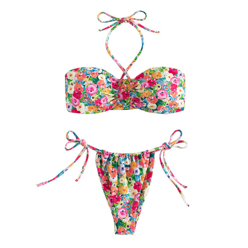 Women's Bandeau Bikini with Playful Flower Design StylebySassy