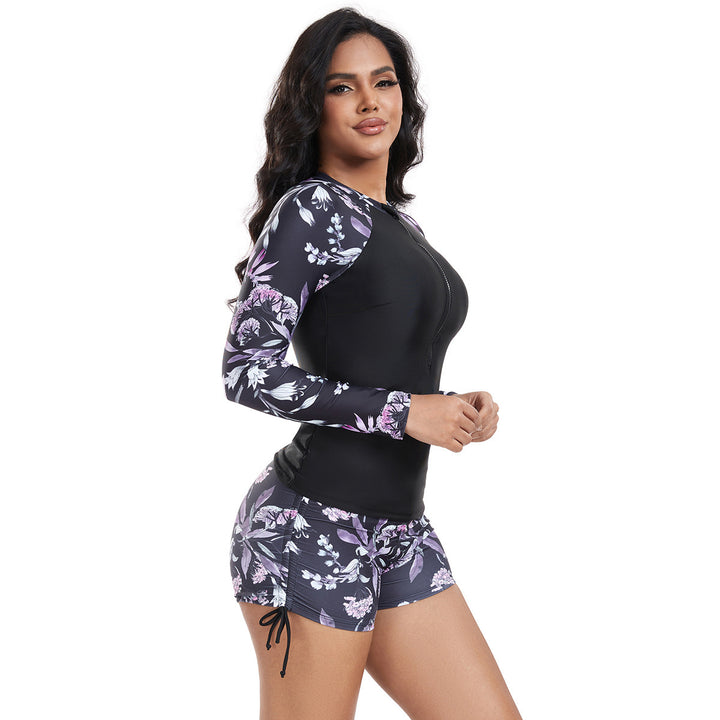 Women's Long Sleeve Rashguard with Fashionable Floral Design StylebySassy