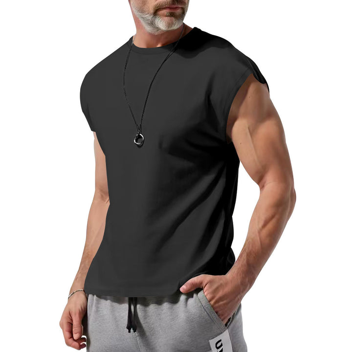 Men's lightweight athletic sleeveless muscle shirt with raw arm finish and elastic cotton blend StylebySassy