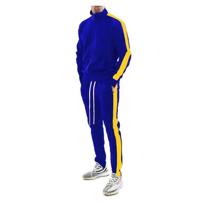 Men's slim training set with stand-up collar, zip jacket and fitted drawstring jogger StylebySassy