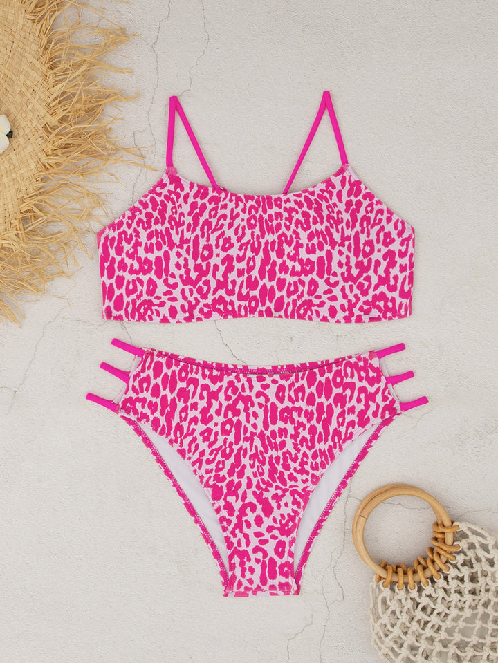 Women's Leopard Print Bikini Set with Sporty Details StylebySassy