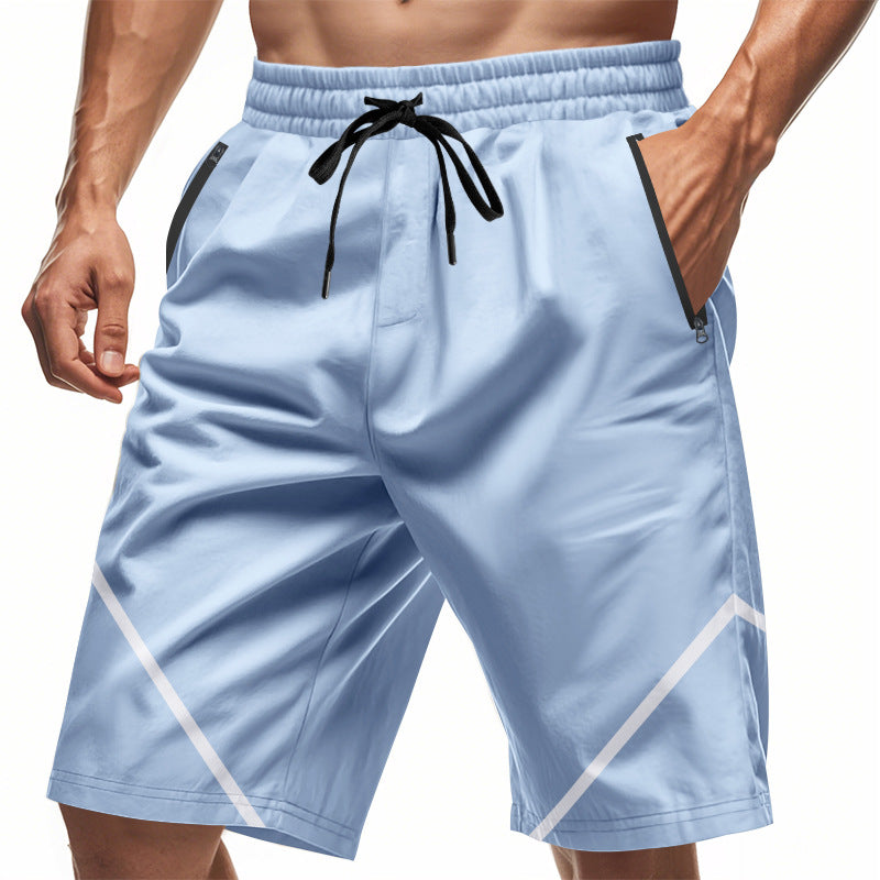 Men's breathable training shorts with zippered pockets and elastic drawstring waistband StylebySassy