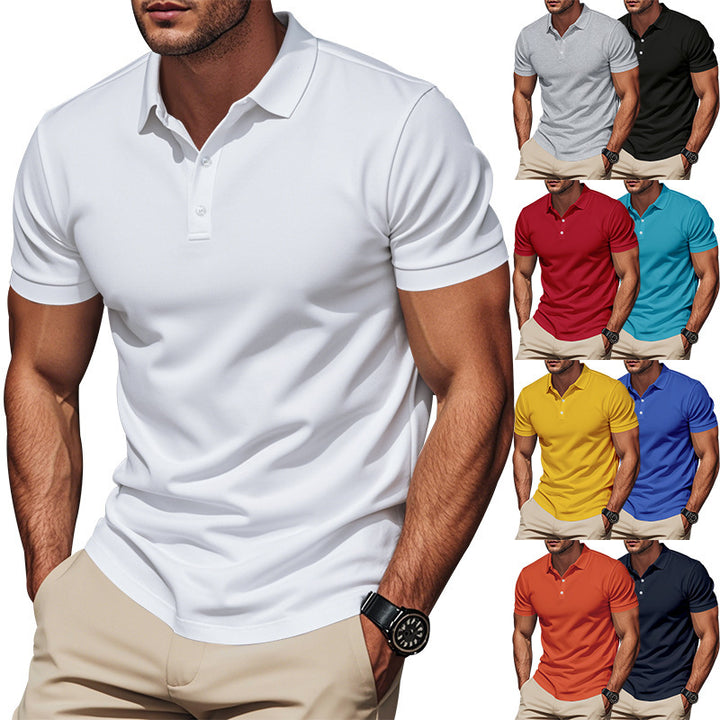 Men's breathable piqué polo shirt short sleeve with button placket StylebySassy