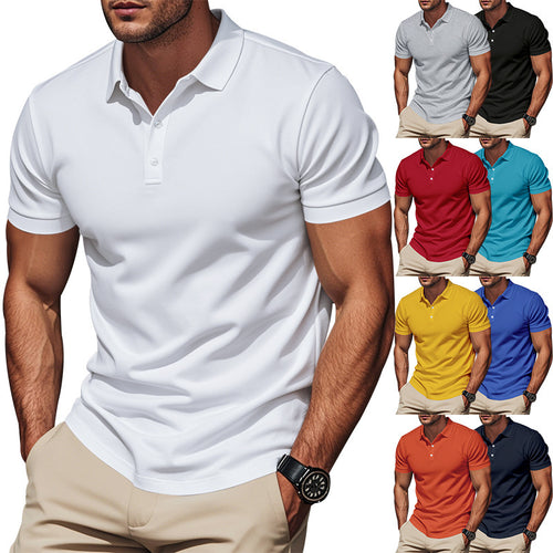 Men's breathable piqué polo shirt short sleeve with button placket StylebySassy