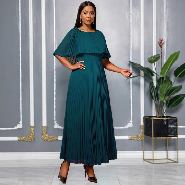 Women's Pleated Maxi Dress with Elegant Draping StylebySassy