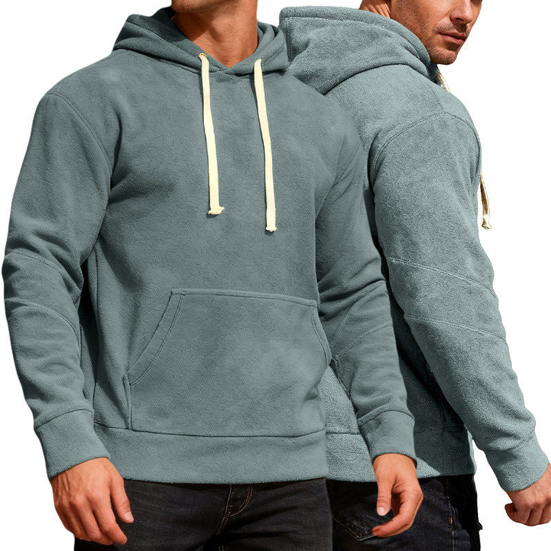 Men's nan velvety hoodie with seam details, kangaroo pocket and contrast cord StylebySassy