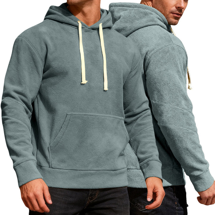 Men's nan velvety hoodie with seam details, kangaroo pocket and contrast cord StylebySassy