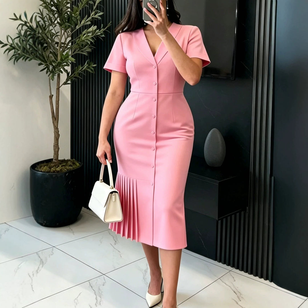 Women's figure-flattering midi dress with pleated details StylebySassy