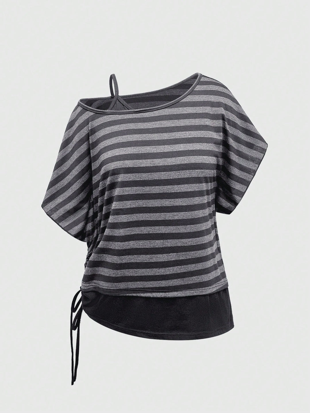 Women's Asymmetrical Striped Top with Refined Cut StylebySassy