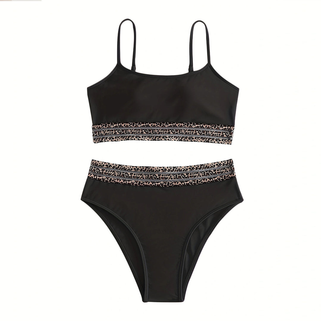 Women's High-Waisted Bikini Set with Fashionable Leopard Details StylebySassy